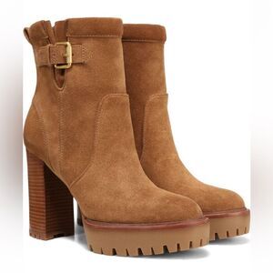 NEW Veronica Beard Hannigan Suede Lug Sole Boots | Hazelwood | Water-Repellent